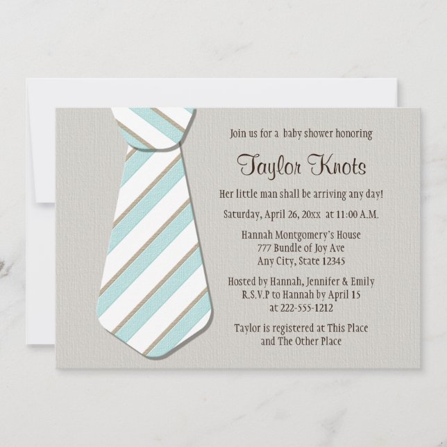 Blue Necktie Little Man Baby Shower Invitations (Front)
