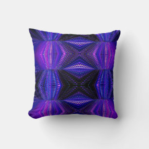 blue neon abstract throw pillow