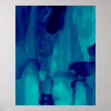 Blue Neon Abstract Watercolour Painting