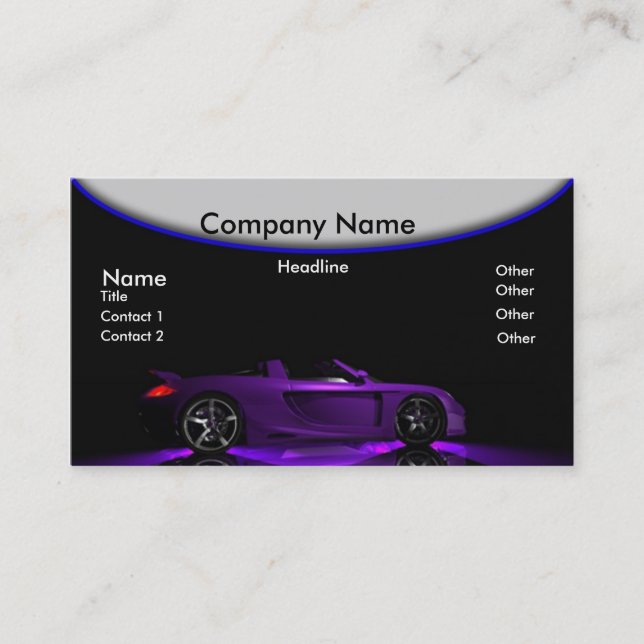 Blue Neon Car Business Card (Front)