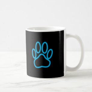 Blue Neon Dog Paw Print Coffee Mug