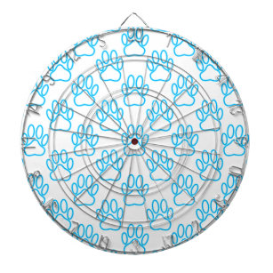 Blue Neon Dog Paw Print Pattern Dartboard