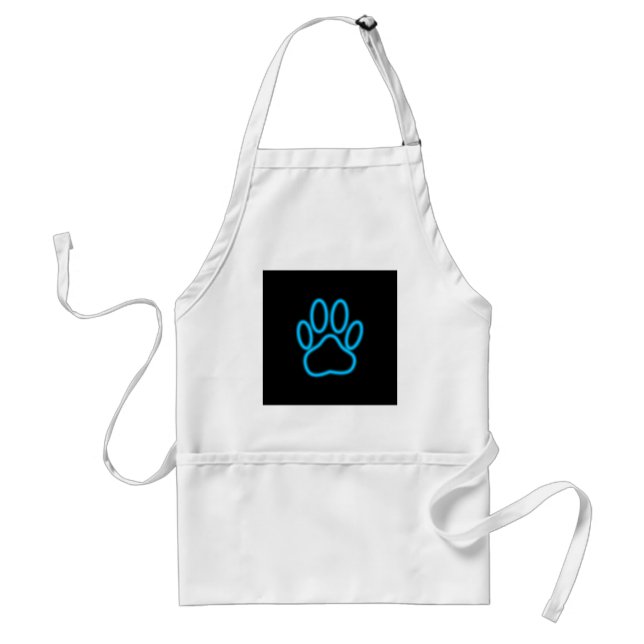 Blue Neon Dog Paw Print Standard Apron (Front)