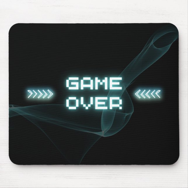 Blue Neon Game Over Mouse Mat (Front)