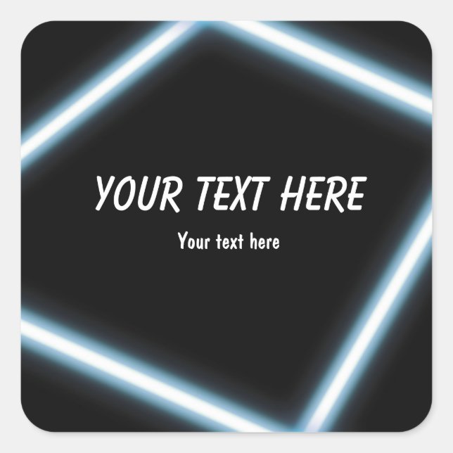 Blue neon glow stick birthday party sticker label (Front)