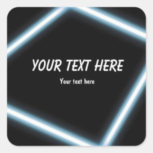 Blue neon glow stick birthday party sticker label