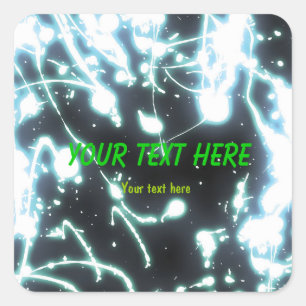blue neon glow stick party sticker label
