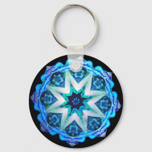 Blue Neon Kaleido-Star Key Ring