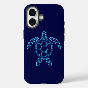 Blue Neon Lava Sea Turtle Symmetrical Design iPhone 16 Case