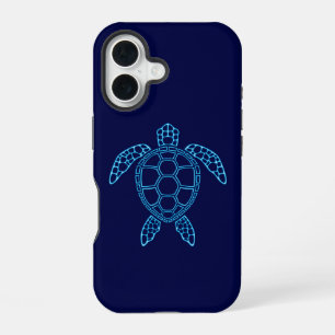 Blue Neon Lava Sea Turtle Symmetrical Design iPhone 16 Case