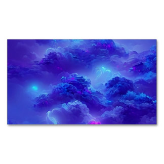 Blue neon lightning sky effect Magnetic business card