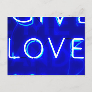 Blue Neon Love SIgn Postcard