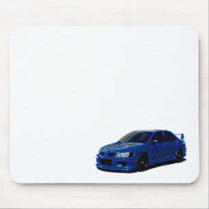 Blue Neon Outline Mitsubishi Evo Mouse Pad