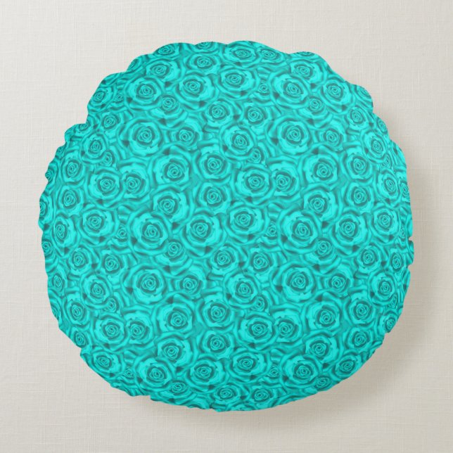 blue neon round cushion (Front)