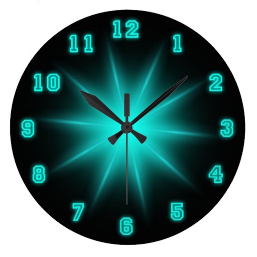 Image of Blue Neon Star 10.75" Large Clock