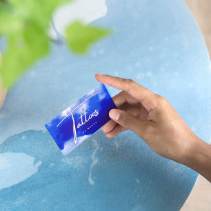 Blue Neon Tattoos Script Business Card