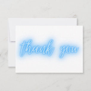 Blue Neon Thank You Trendy Card