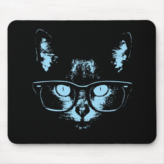 Blue Nerd Cat Mouse Mat (Front)