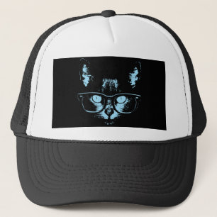Blue Nerd Cat Trucker Hat