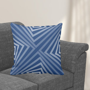Blue Nested Angular Pattern Cushion