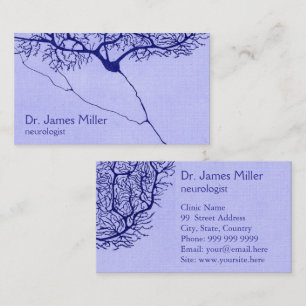 Blue Neurologist Business Card with Neuron Drawing