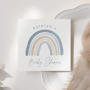 Blue Neutral Boho Rainbow Baby Shower Napkin