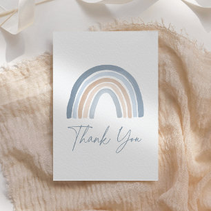 Blue Neutral Boho Rainbow Baby Shower Thank You Card