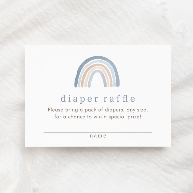 Blue Neutral Boho Rainbow Diaper Raffle Ticket Enclosure Card (Creator Uploaded)