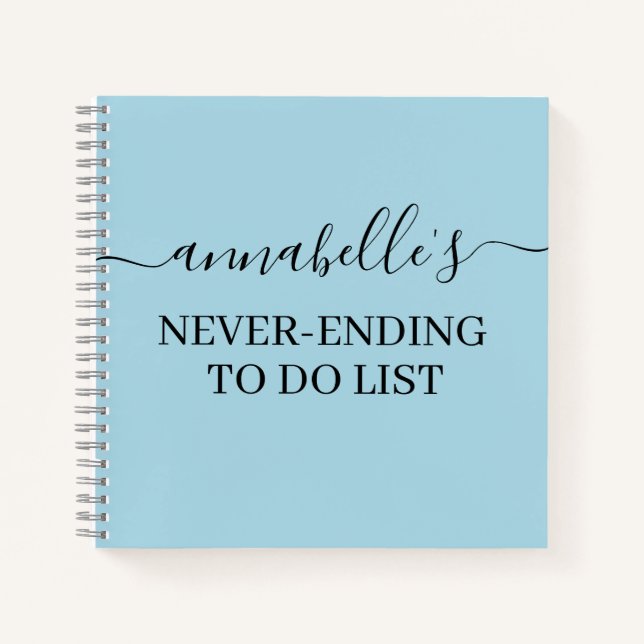 Blue Never Ending To Do List Notebook (Front)