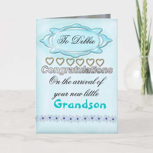 Blue New Baby Congratulations Card, Grandmother Card (Front)