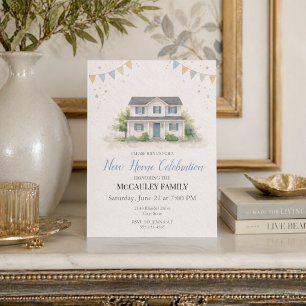 Blue New Home Charm Invitation