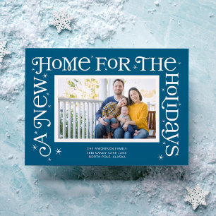 Blue New Home for the Holidays Photo Holiday Card
