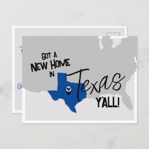 Blue New Home in Texas Y'all Moving Postcard