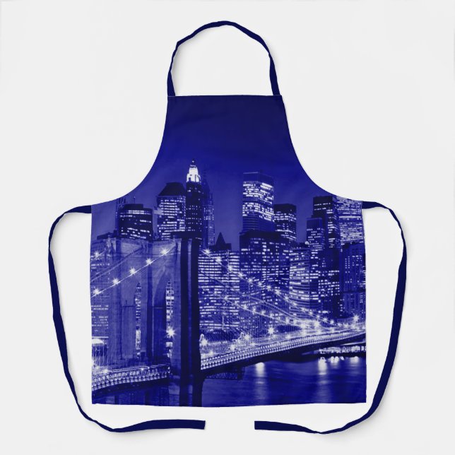 Blue New York City Night  Apron (Front)