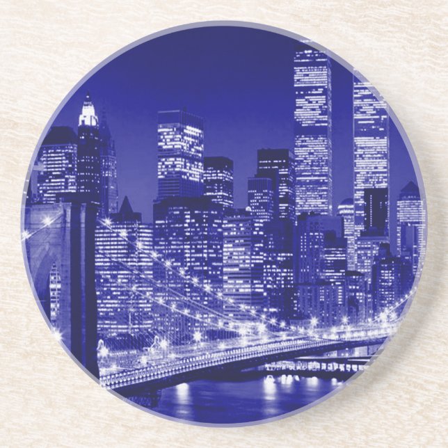 Blue New York City Night Coaster (Front)
