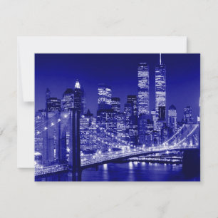 Blue New York City Night Holiday Card