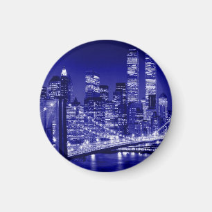 Blue New York City Night Magnet