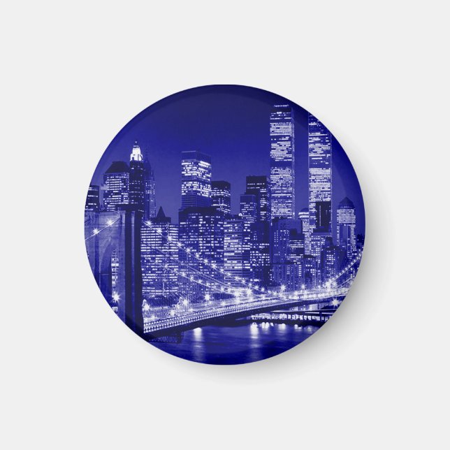 Blue New York City Night Magnet (Front)