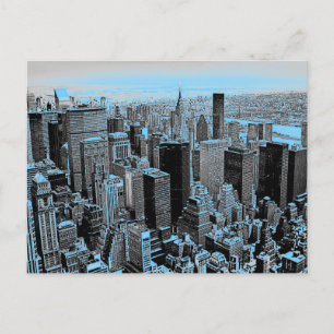 Blue New York City Night Postcard