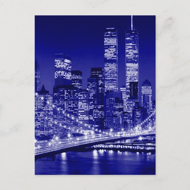 Blue New York City Night Postcard (Front)