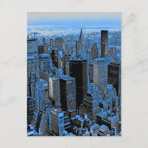 Blue New York City Night Postcard