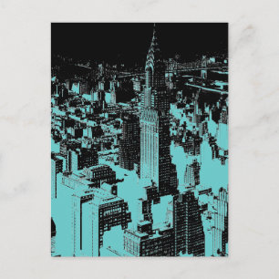 Blue New York City Night Postcard