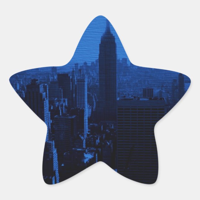 Blue New York City Night Star Sticker (Front)