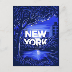 blue new york postcard