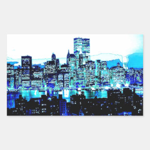 Blue New York Rectangular Sticker
