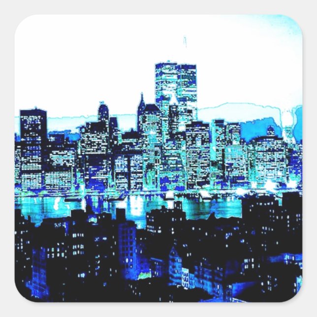 Blue New York Square Sticker (Front)
