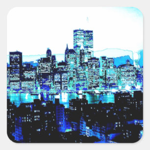 Blue New York Square Sticker