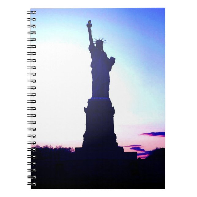 Blue New York Sunset - Lady Liberty Notebook (Front)