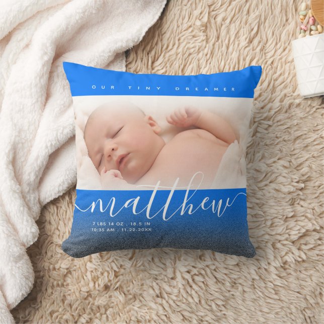 Blue Newborn Baby Photo Glitter Cushion (Blanket)