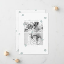 Blue Newborn Photo Collage Birth Announcement